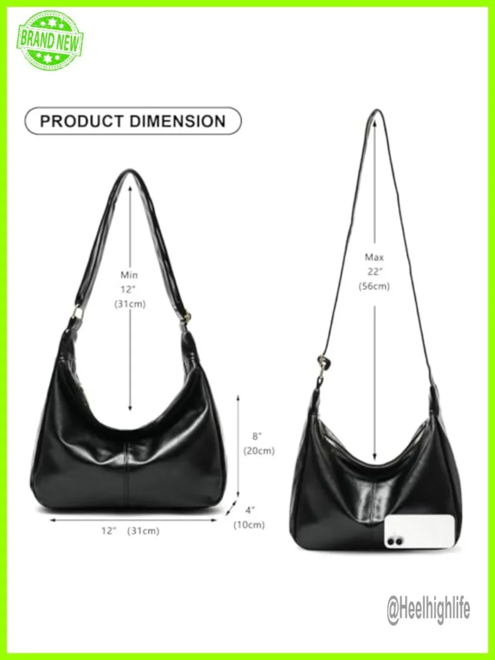 Slouchy Vegan Leather Hobo Bag Crossbody Tote Purse Shoulder Bag Women